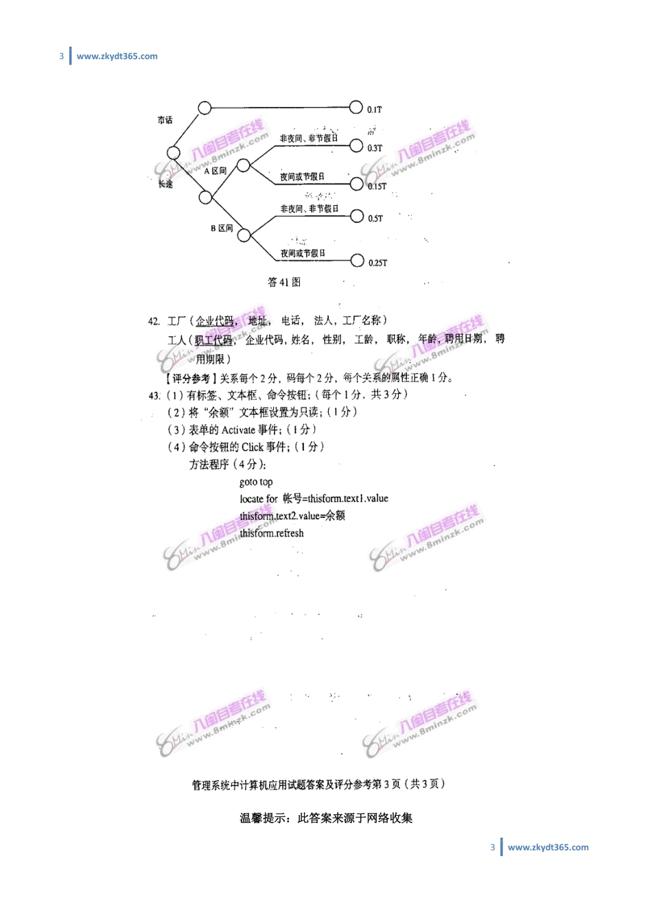 [答案]2008年01月自学考试00051《管理系统中计算机应用》历年真题答案.pdf_第3页