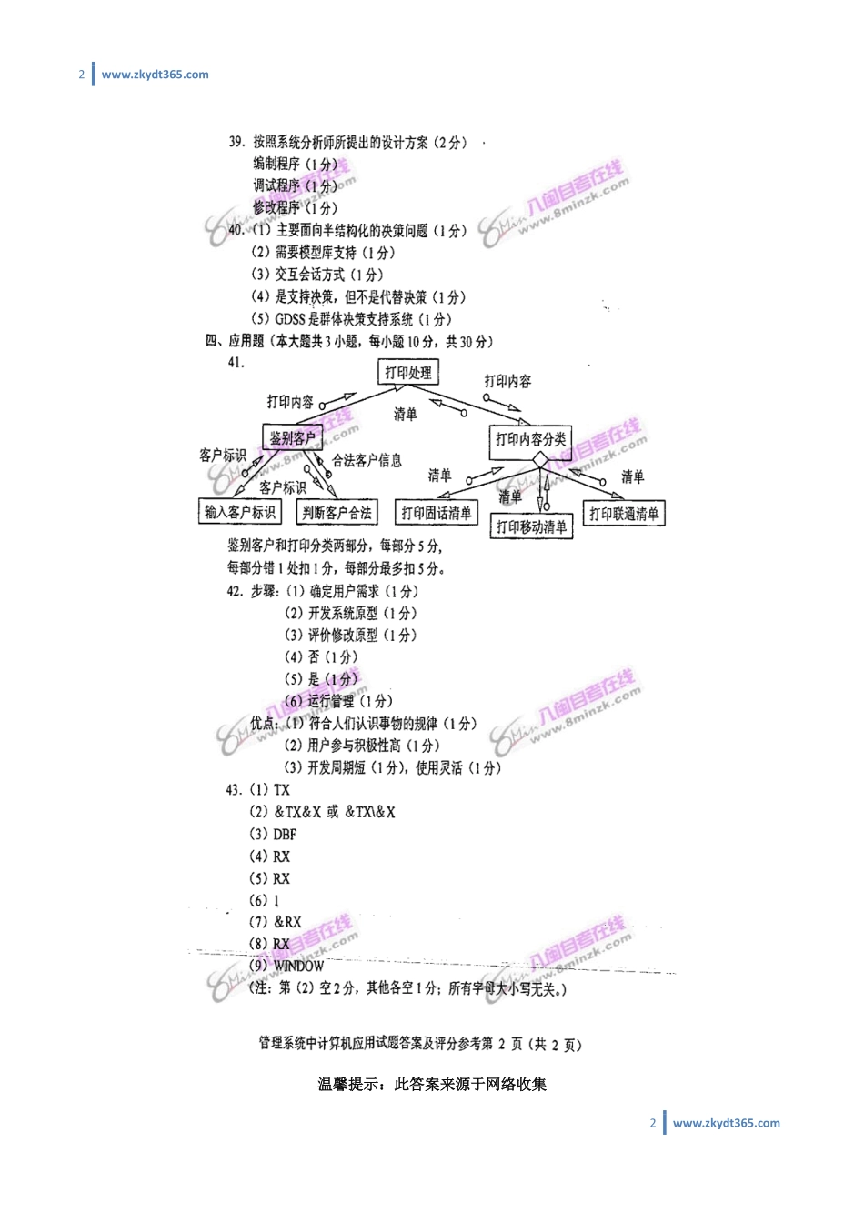[答案]2008年07月自学考试00051《管理系统中计算机应用》历年真题答案.pdf_第2页
