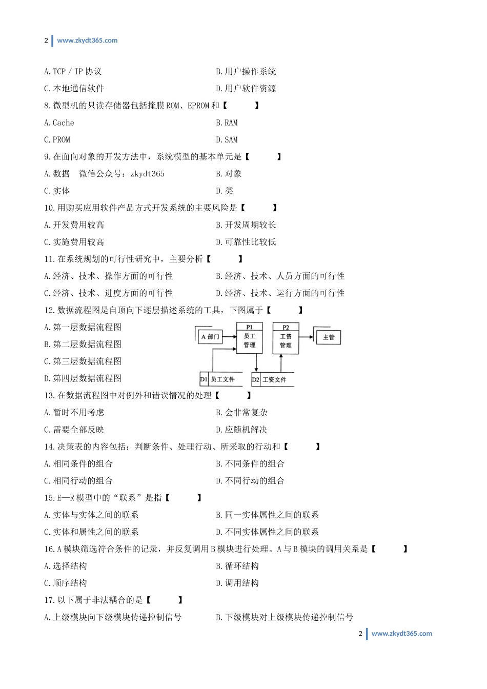 [真题]2010年10月自学考试00051《管理系统中计算机应用》历年真题.doc_第2页