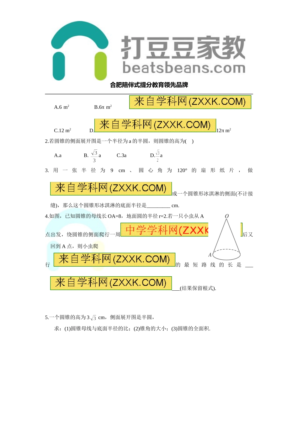 24.7 第2课时 圆锥的侧面展开图.doc_第2页