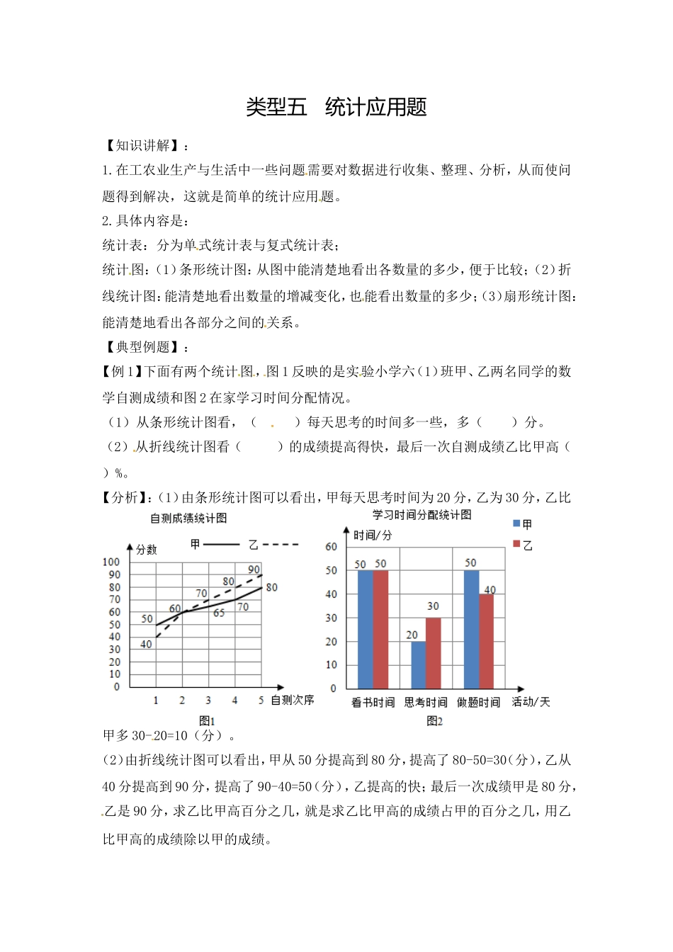 【精品】六年级（上） 数学应用题及解析-类型五统计应用题 人教新课标版（2014秋）.doc_第1页