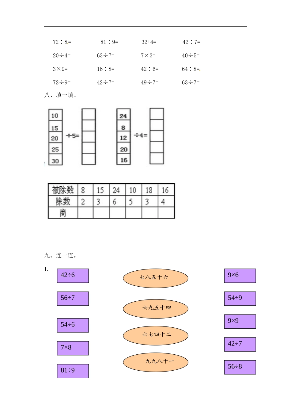 【精品】小学数学计算题专题四 除法-类型一利用2-9的乘法口诀求商.doc_第3页