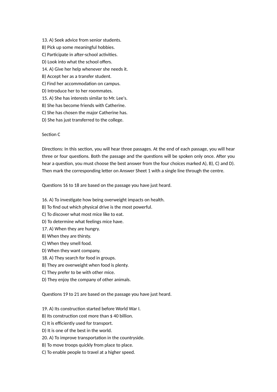 2018年6月英语四级考试真题试卷附答案（第1套）.docx_第3页