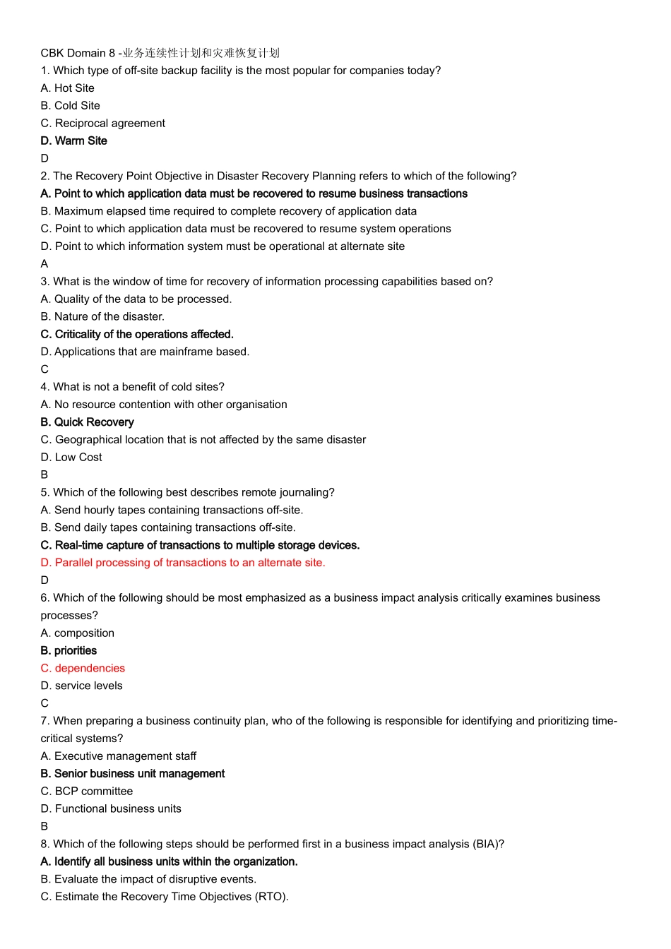 CISSP CBK－BCP 章节全真模拟题.docx_第1页