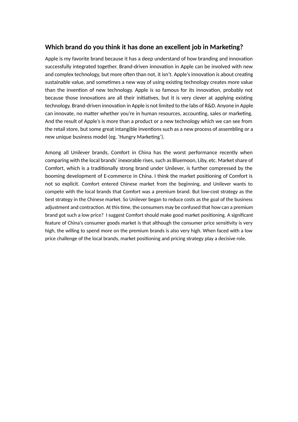 Which brand do you think it has done an excellent job in Marketing.docx_第1页