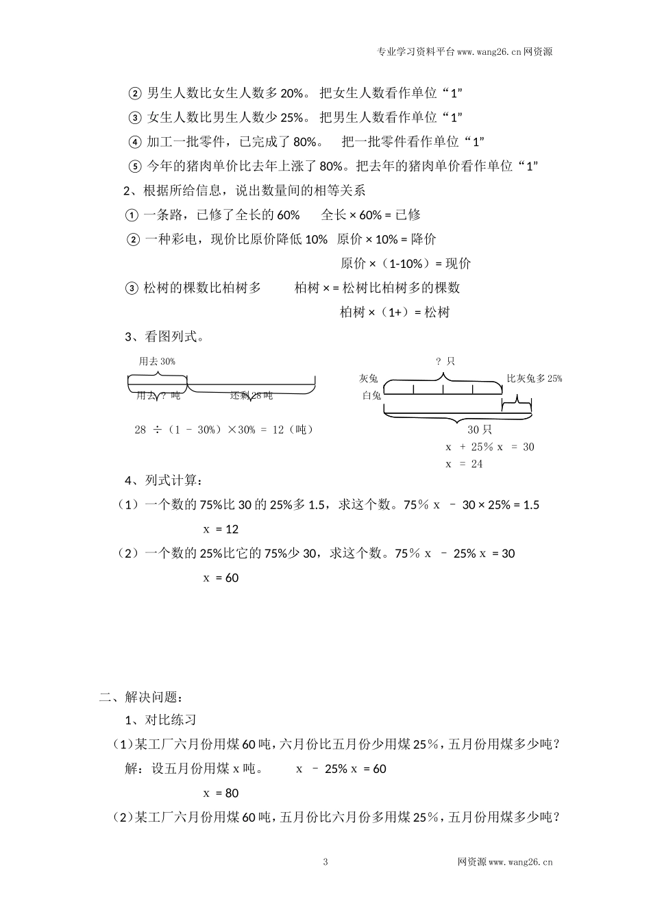 小学数学总复习专题训练-列方程解百分数应用题-通用版 6页.doc_第3页