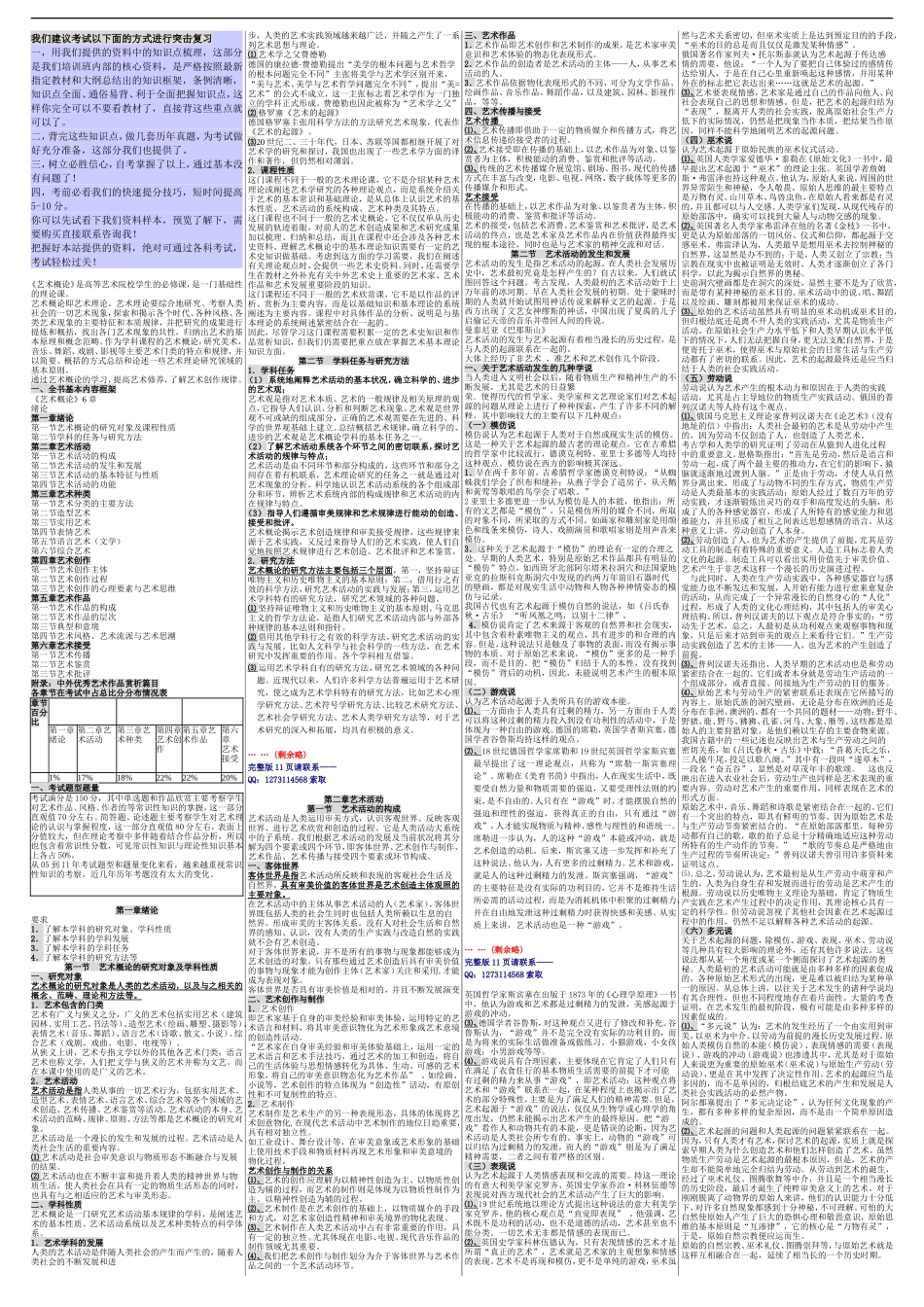 成人高考（专升本）艺术概论 成考核心考点笔记 成考小抄 成考重点资料.doc_第1页