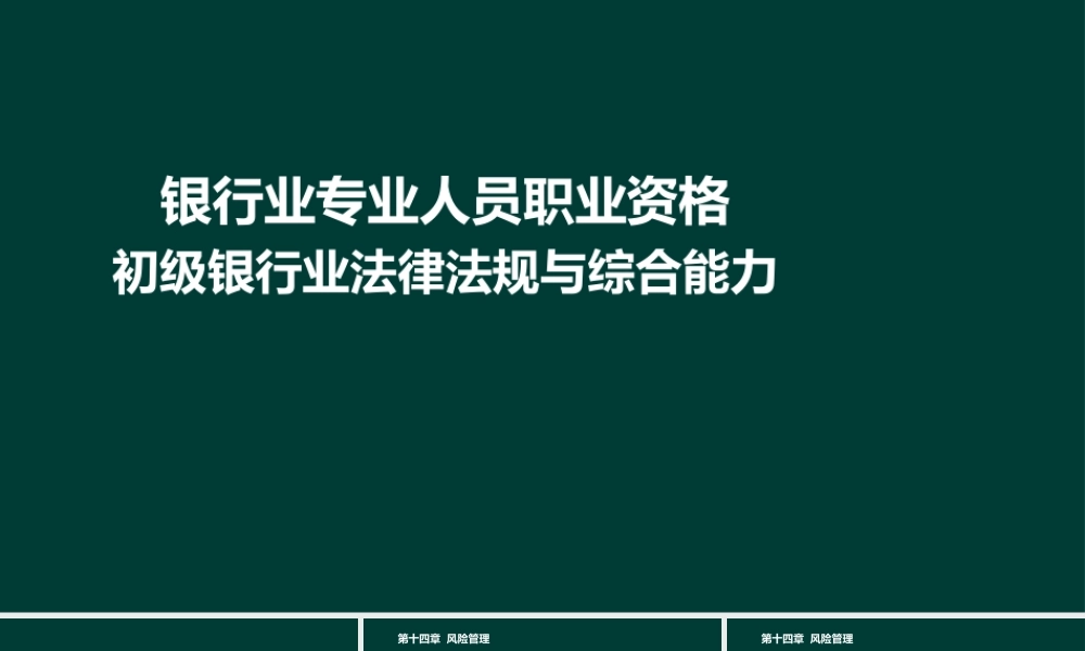 13-1法律法规与综合能力-第14章 风险管理.ppt