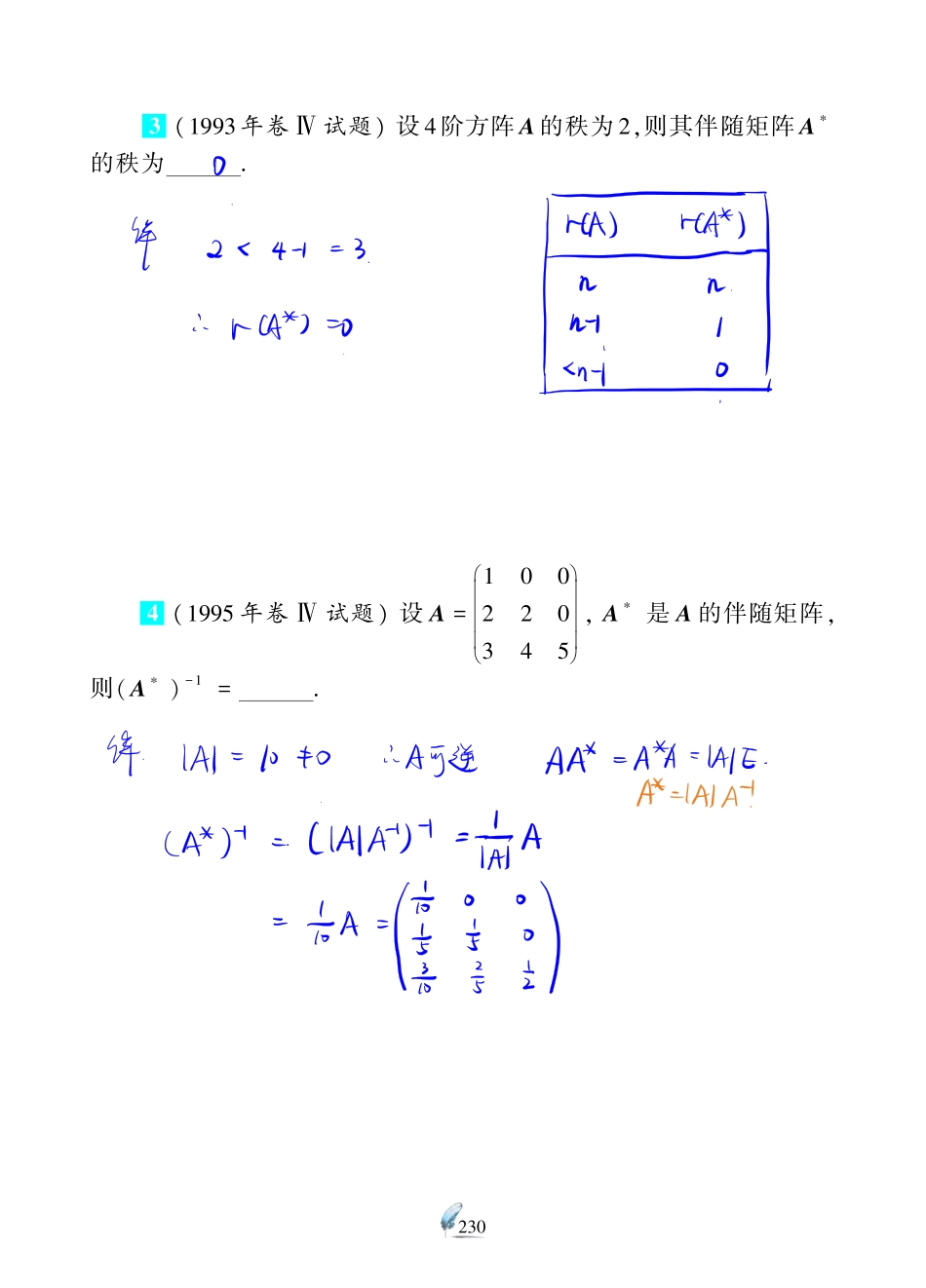 【数三 线代第2章矩阵】考研数学历年真题（87-96）课堂笔记.pdf_第3页