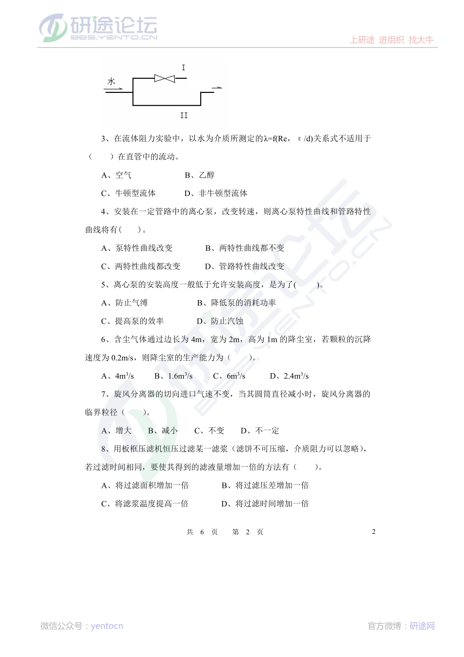 2013年四川理工学院考研专业课《804化工原理》真题©研途网 YenTo.cn 整理 ✚关注公众号(yentocn)资料多又好 更新早知道.pdf_第2页