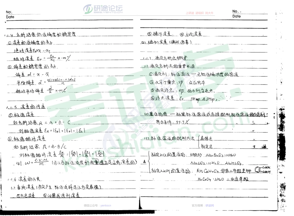 四川大学分析化学笔记（详细手写版）©研途网 YenTo.cn 整理 ✚关注公众号(yentocn)资料多又好 更新早知道.pdf_第2页