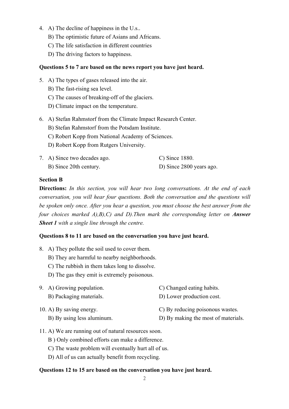 2015年06月四级真题第2套【可复制可搜索】.pdf_第2页