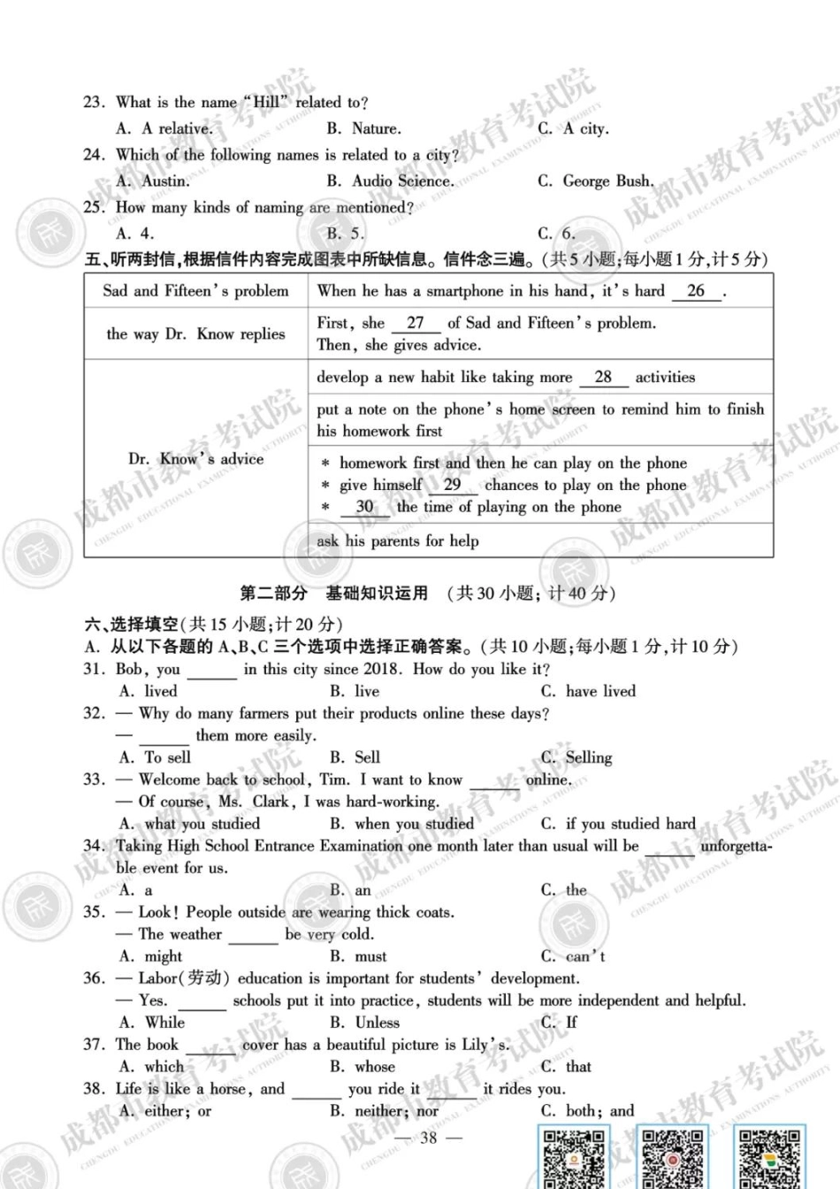 2020英语试卷及参考答案【01 资源网：01zykk.com】.pdf_第2页