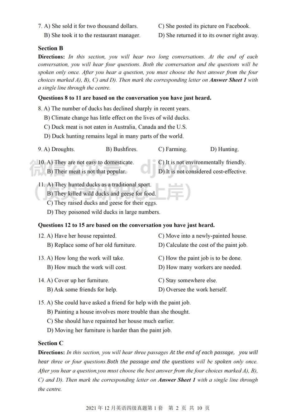 2021年12月四级真题第1套【可复制可划线查词】.pdf_第2页