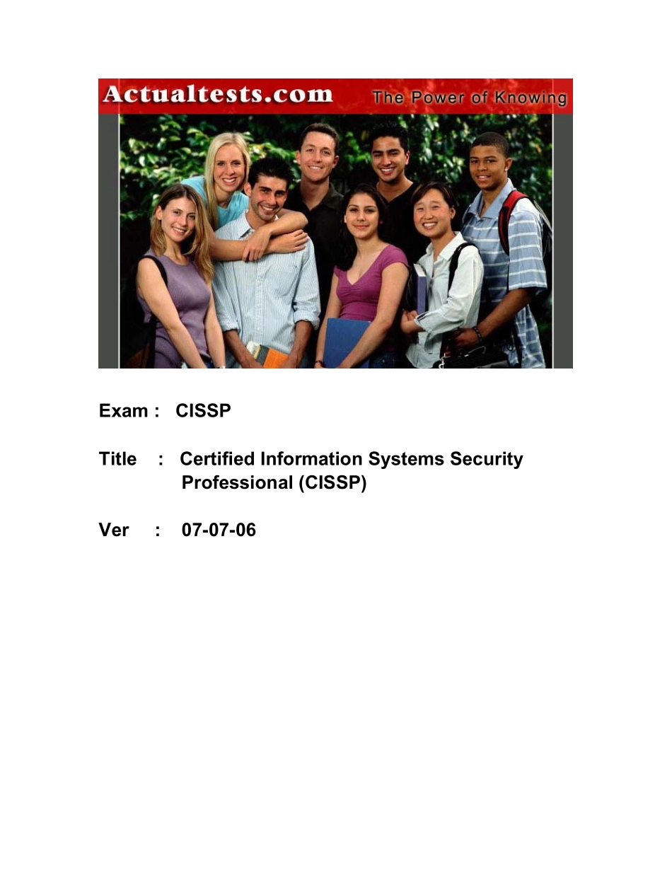 Actualtests ISC CISSP Exam QnA 7-Jul-2006.pdf_第1页