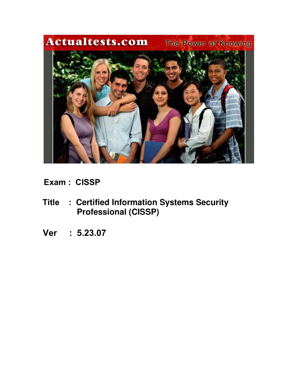 Actualtests isc cissp exam Q&A2007年5月.pdf_第1页