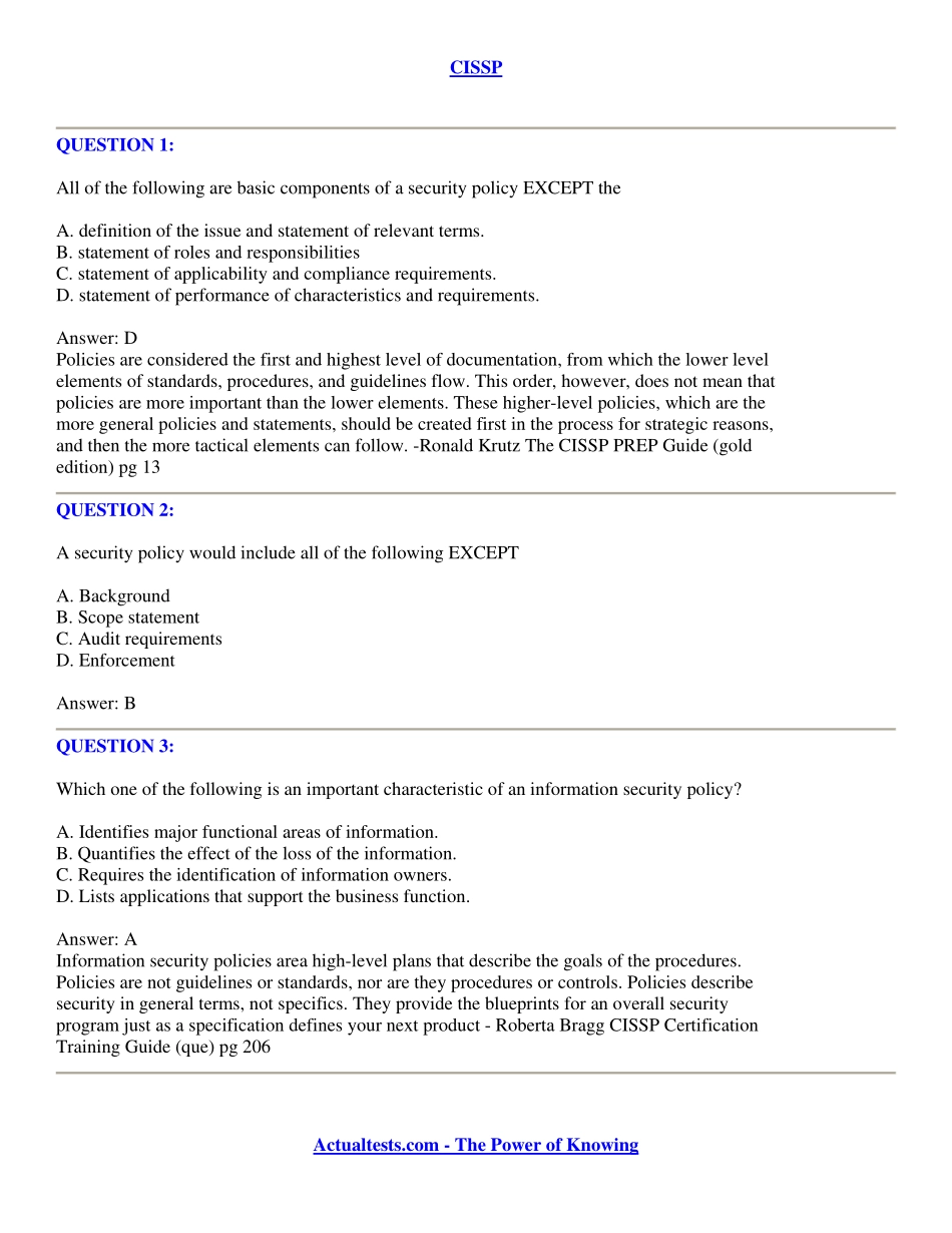 Actualtests isc cissp exam Q&A2007年5月.pdf_第2页