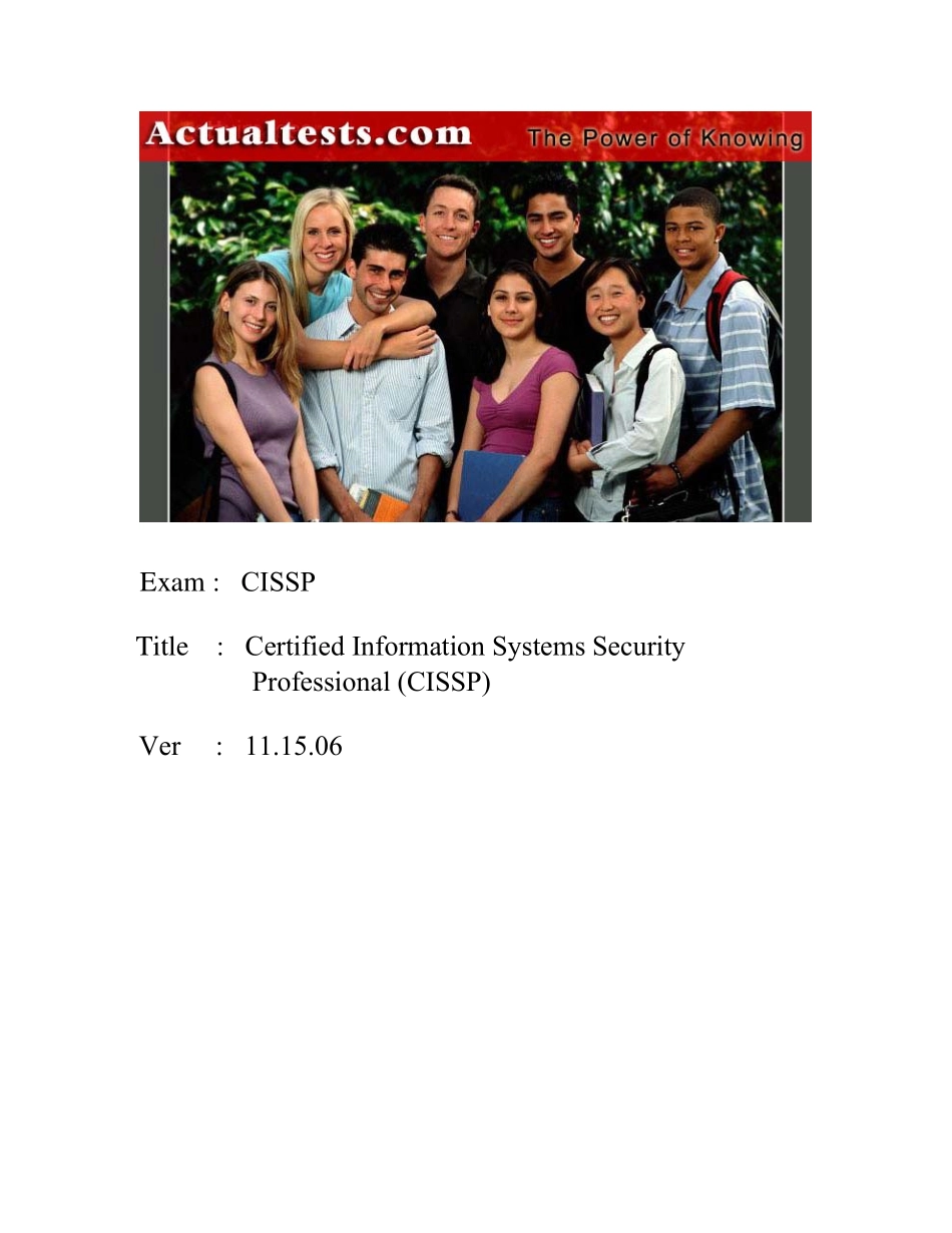 actualtests isc cissp exam qna 2006-11-15.pdf_第1页