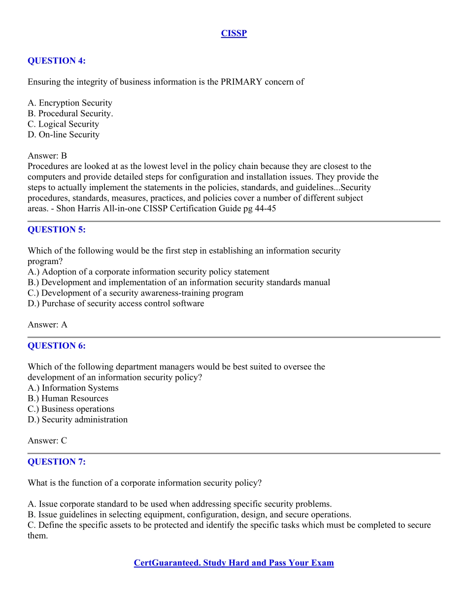Examsheets ISC CISSP Exam QnA 24-Apr-2006.pdf_第3页