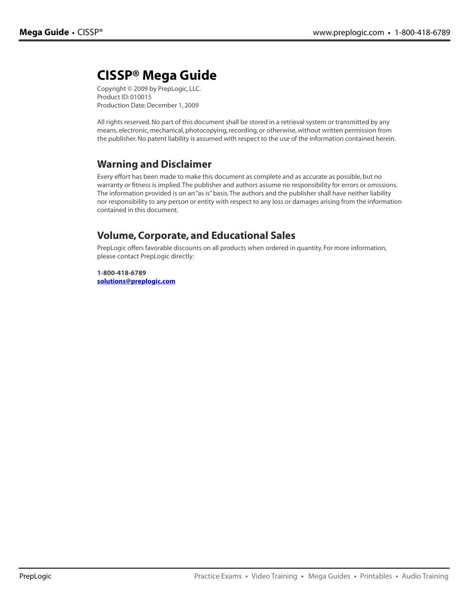 CISSP - Mega Guide(PreLogic出版).pdf_第2页