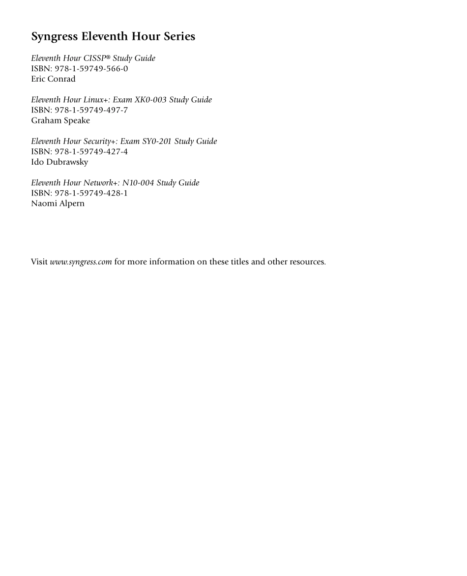 Eleventh Hour CISSP Study Guide (syngress出版).pdf_第3页