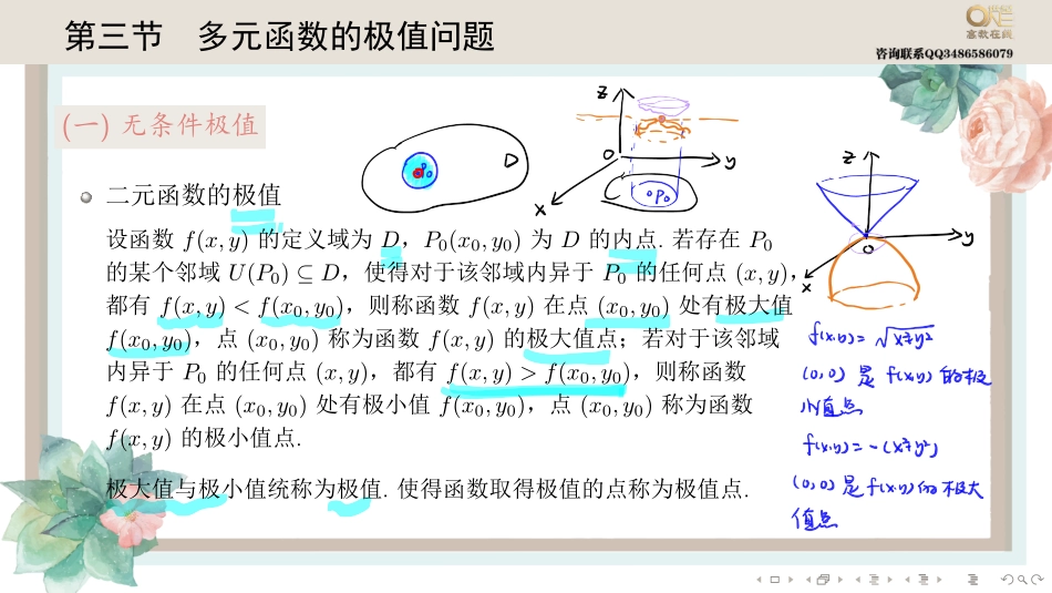 基础班4-3 多元函数的极值问题（【公众号：最新考研资料】免费分享）.pdf_第1页