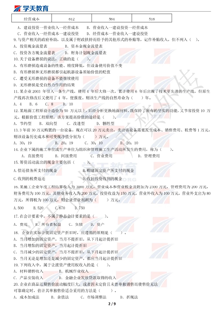 2019一建【经济】XT-集训模拟卷B（题目）.pdf_第2页