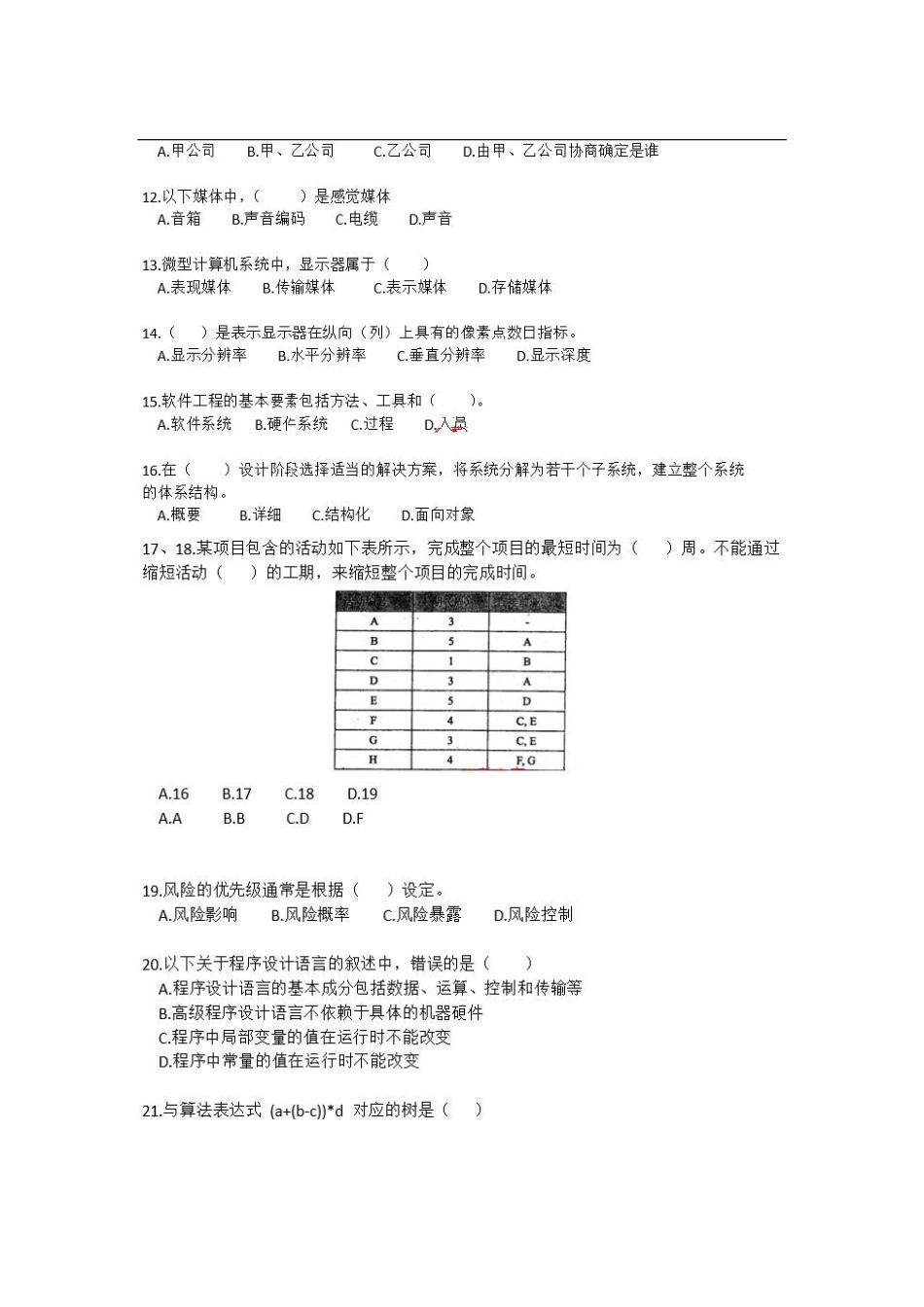 2015年上半年软件设计师真题及答案（上午下午）.pdf_第2页