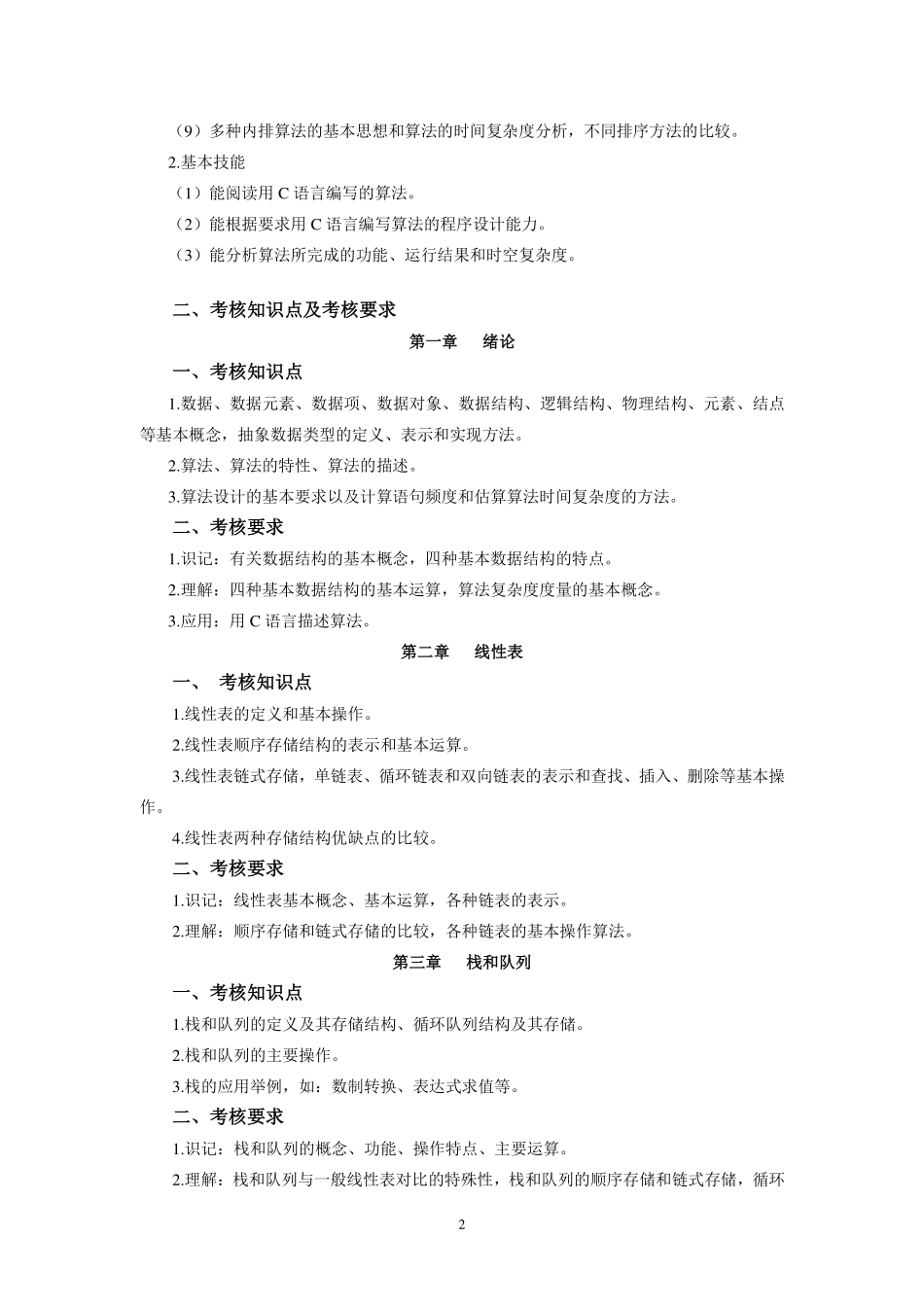 2019年《数据结构》考试大纲.pdf_第2页