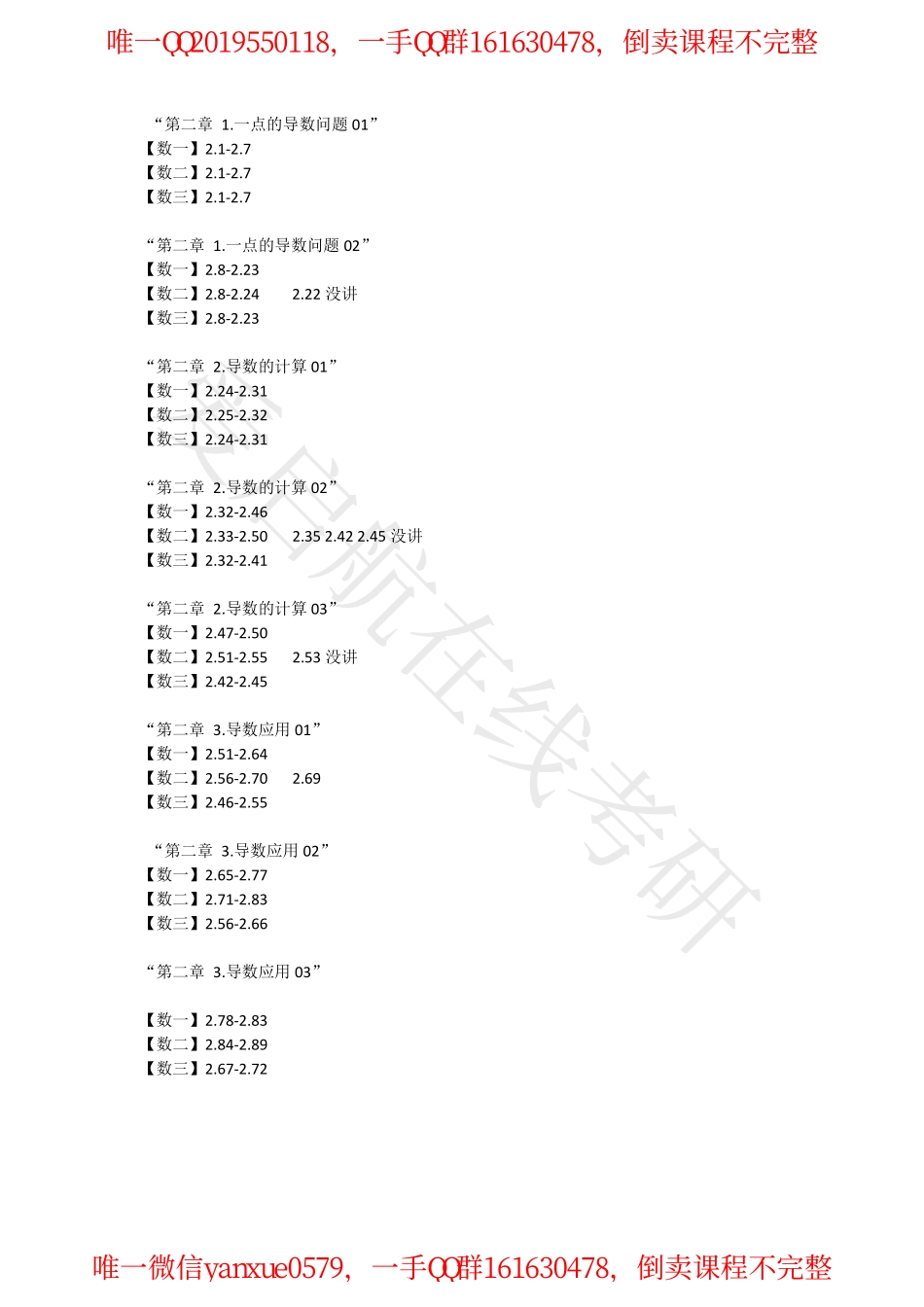 第二章 一元函数微分学 题号引索【公众号：研料库料最全】..pdf_第1页