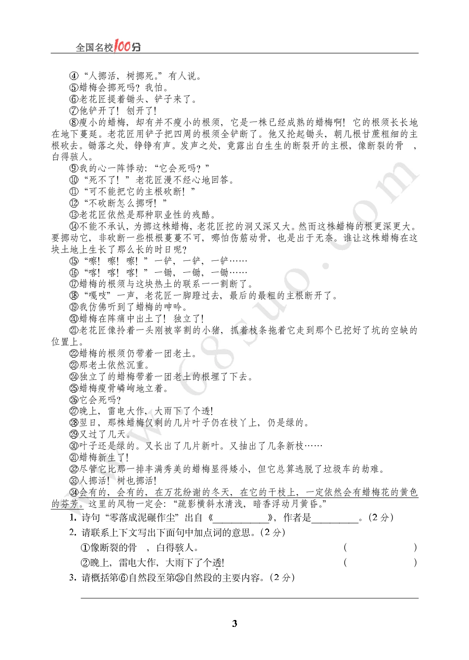 安徽省某市小升初语文真卷.pdf_第3页