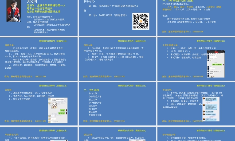 22所高性价比热门院校大点评（金融专硕）.pptx