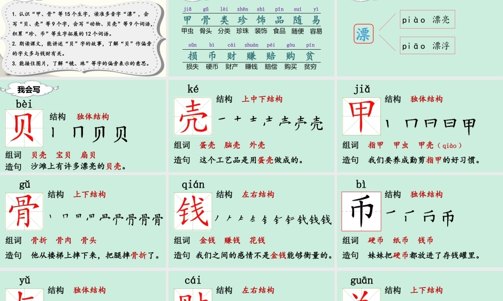 （课堂教学课件）识字3 “贝”的故事.ppt