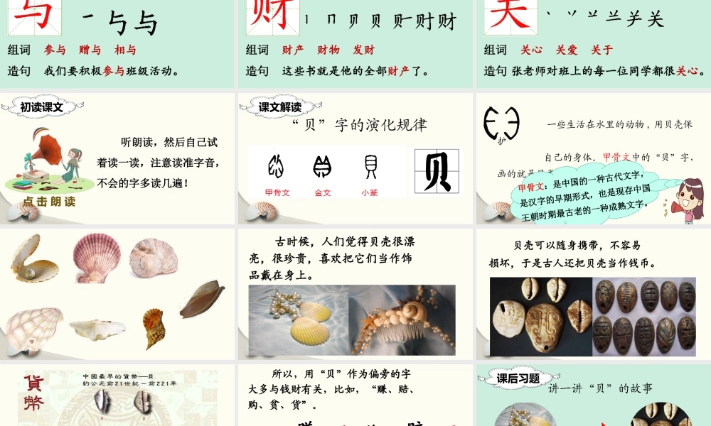 （课堂教学课件）识字3 “贝”的故事.ppt