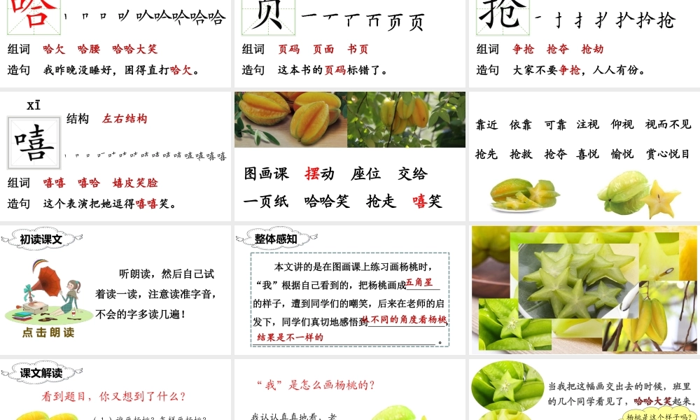 （课堂教学课件）13 画杨桃.ppt