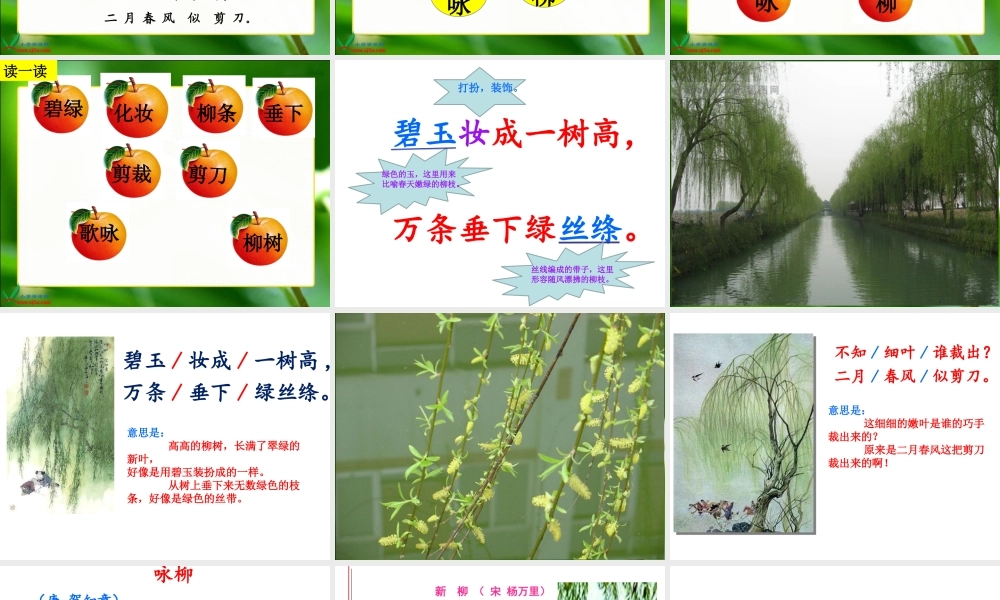 《1 古诗二首 咏柳》 第1套（省一等奖）优质课.ppt