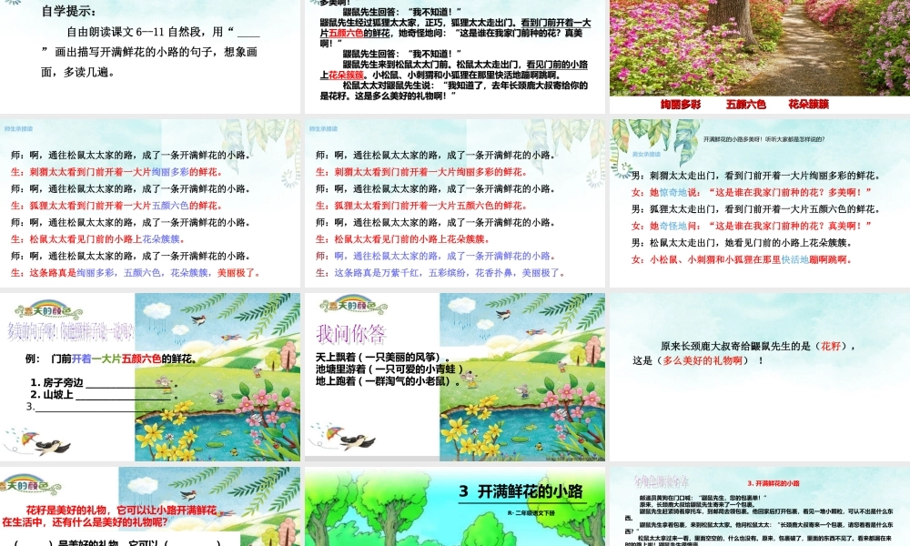 《3 开满鲜花的小路 》 第9套（省一等奖）优质课.ppt