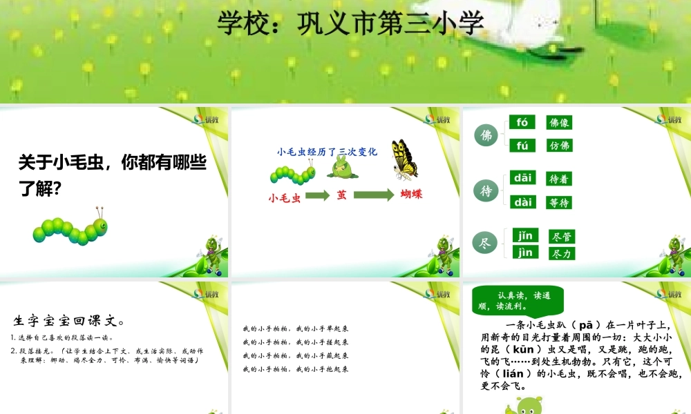 《22 小毛虫 》 第2套（国家一等奖）优质课.ppt
