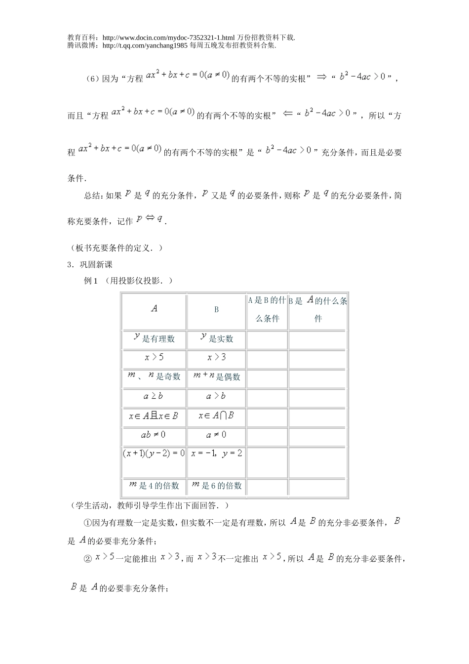 【豆丁★教育百科】2012年高中数学教师招聘考试说课教案：充分条件与必要条件.doc_第3页