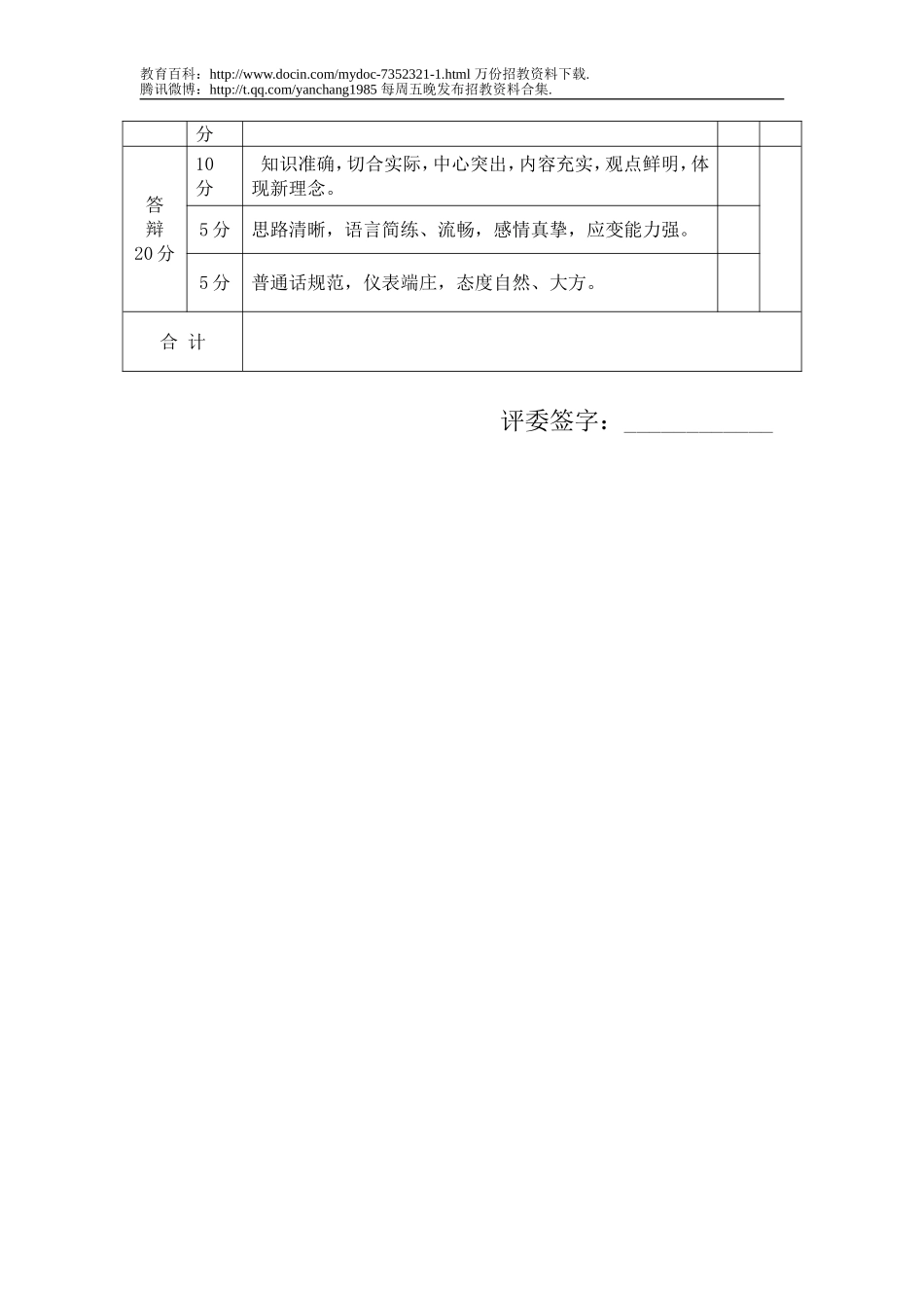 【豆丁★教育百科】教师招聘说课评分表.doc_第3页