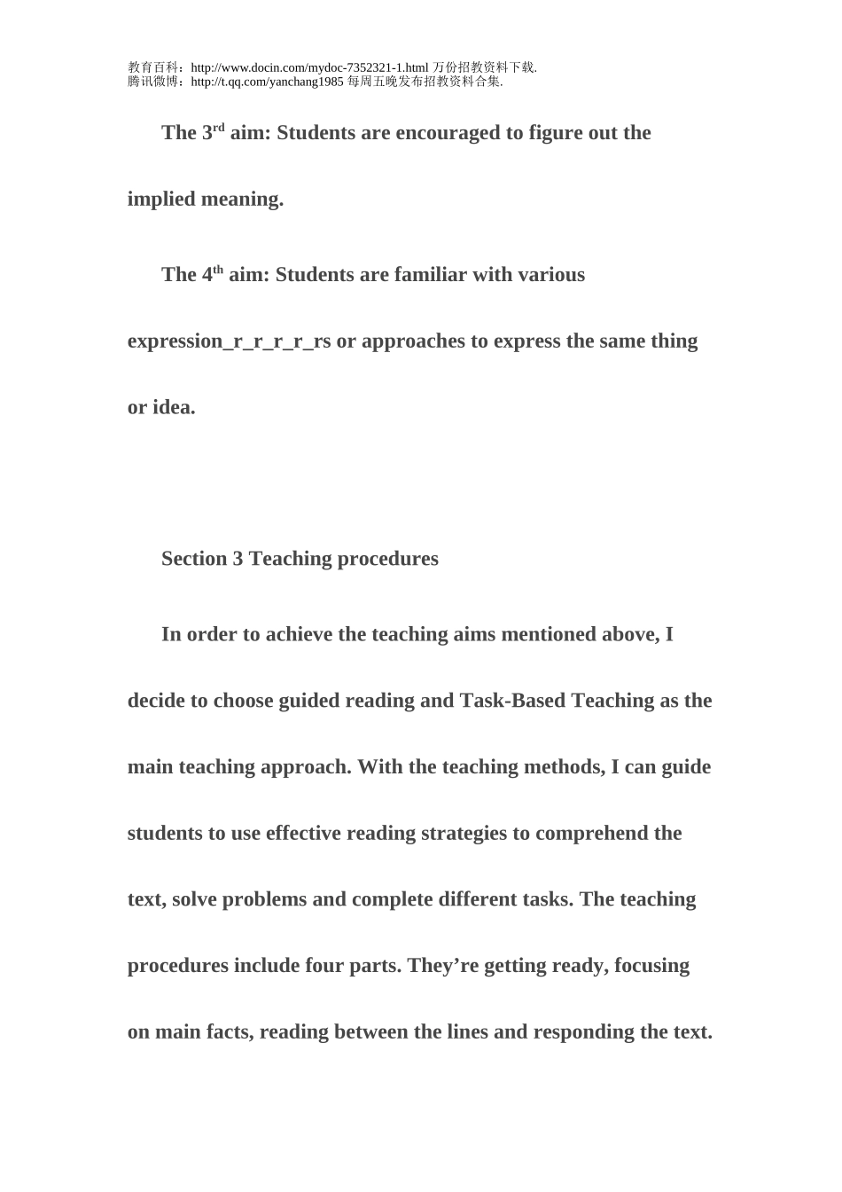 【豆丁★教育百科】全英文说课稿(教师招聘必备).doc_第3页