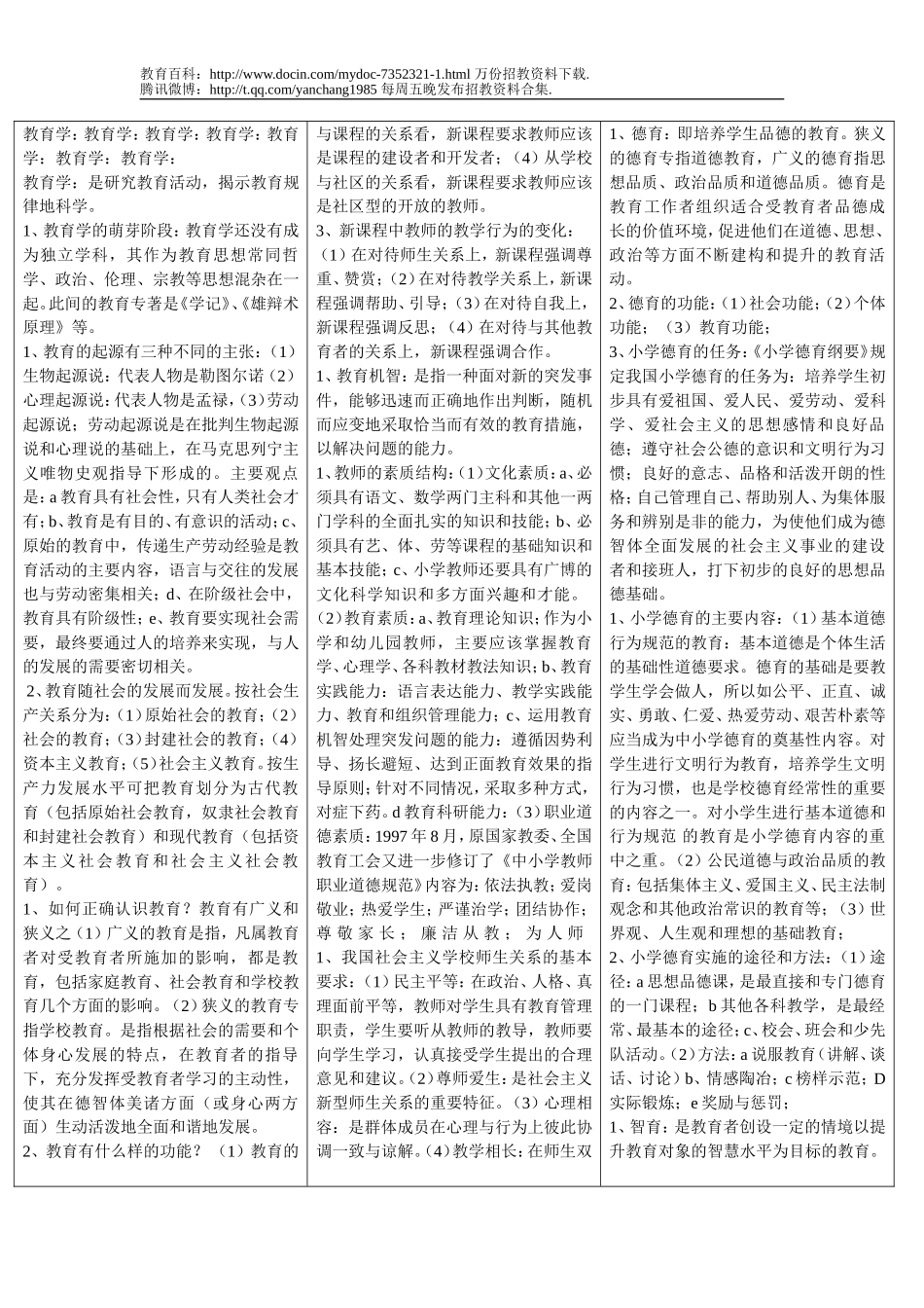 【豆丁★教育百科】小学教师招聘教育学考试专用.doc_第1页