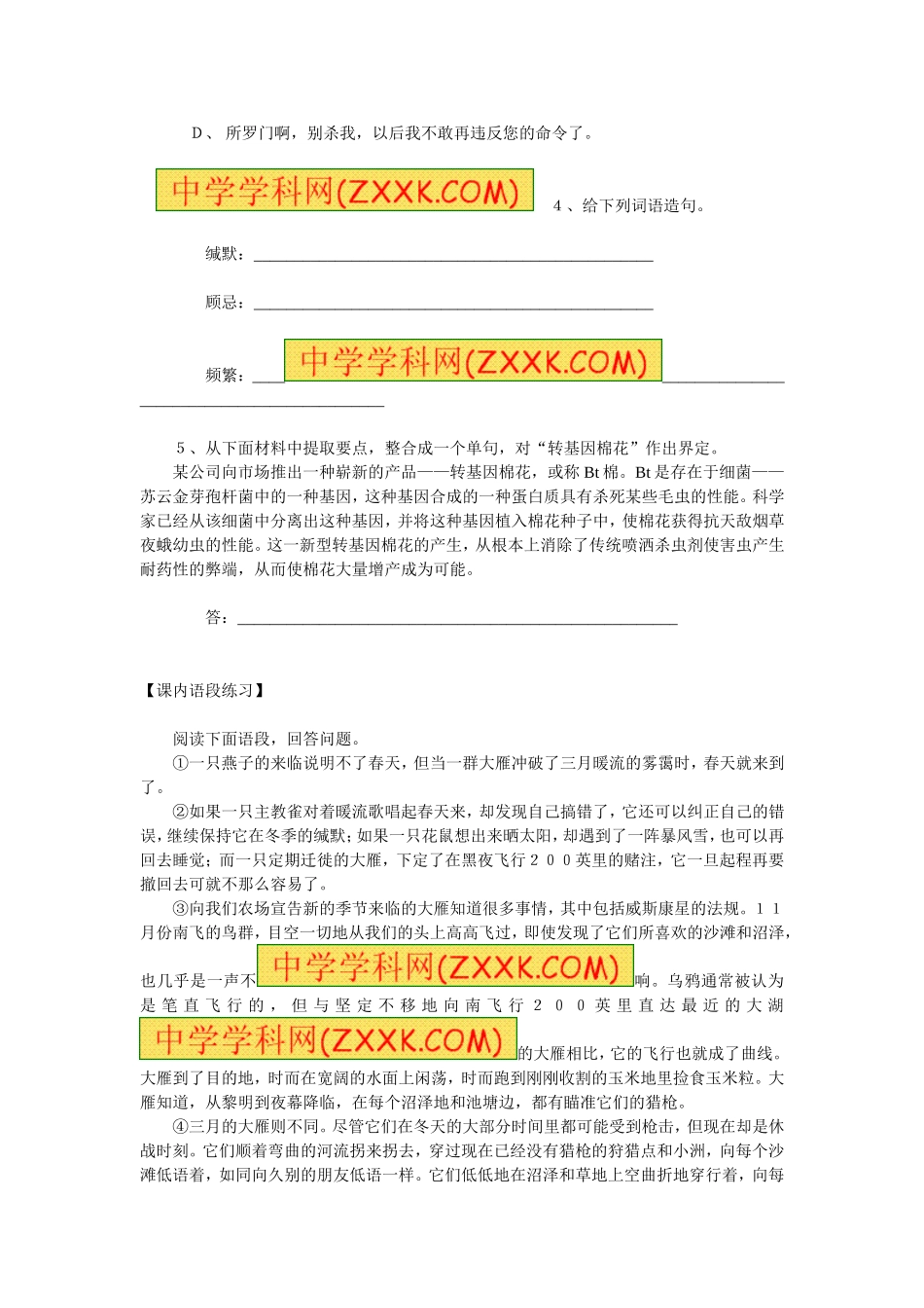 14大雁归来　同步训练3.doc_第2页