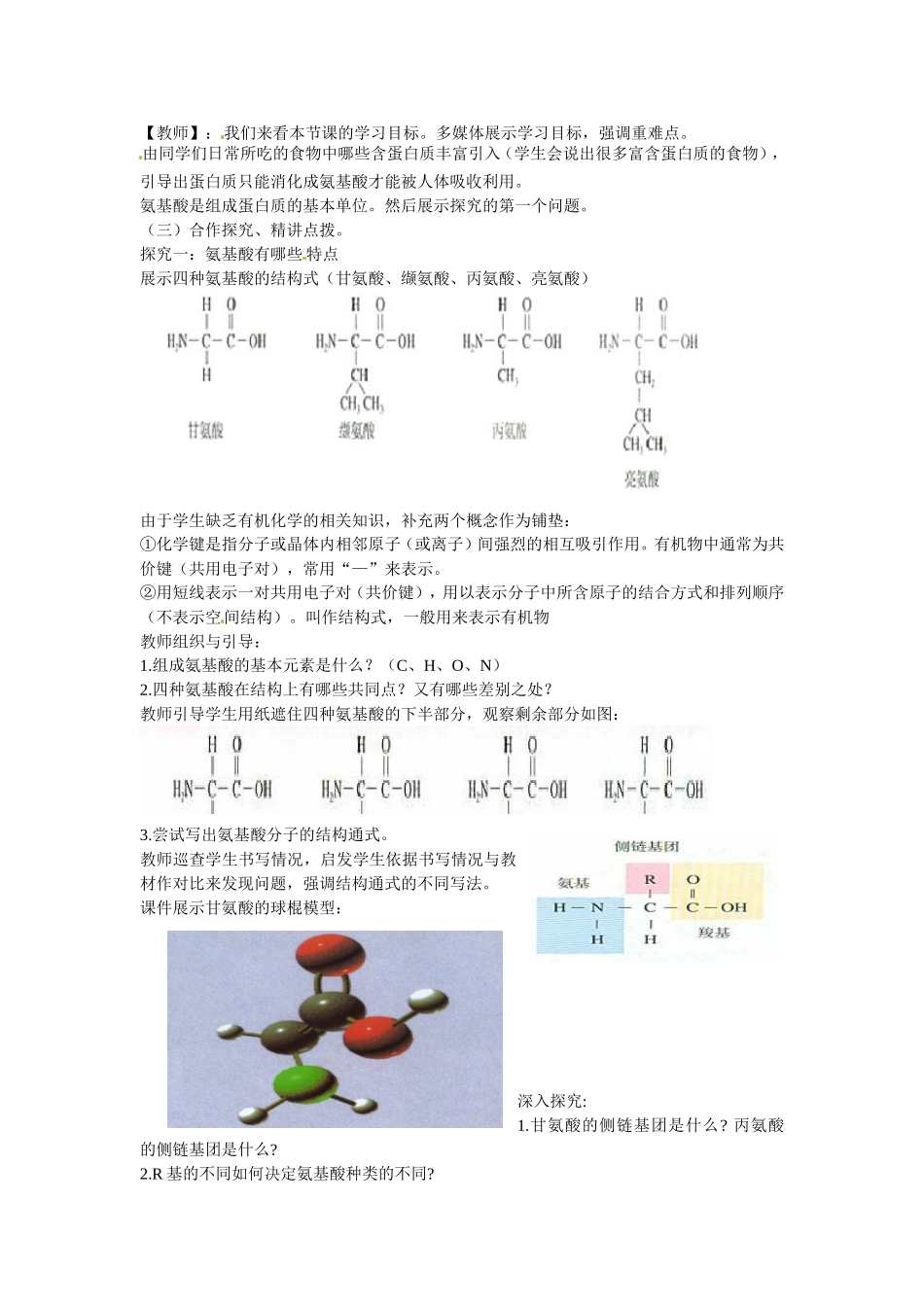 必修一第二章第2节《生命活动的主要承担者——蛋白质》教案.doc_第2页