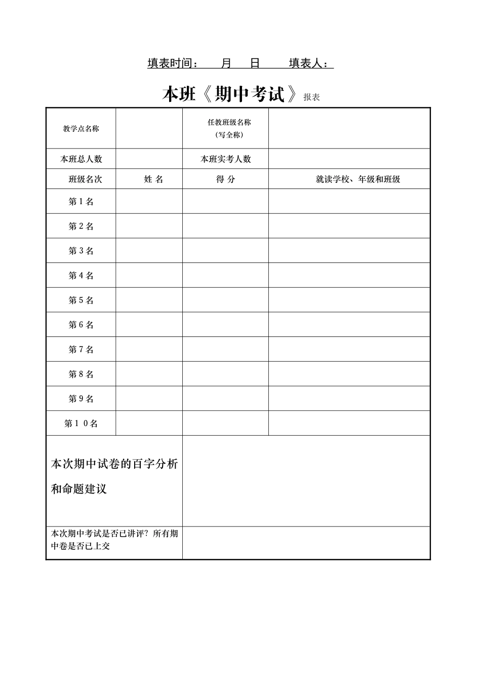 ⑥2015年春季班《小荷教师教学报表》4种.doc_第2页
