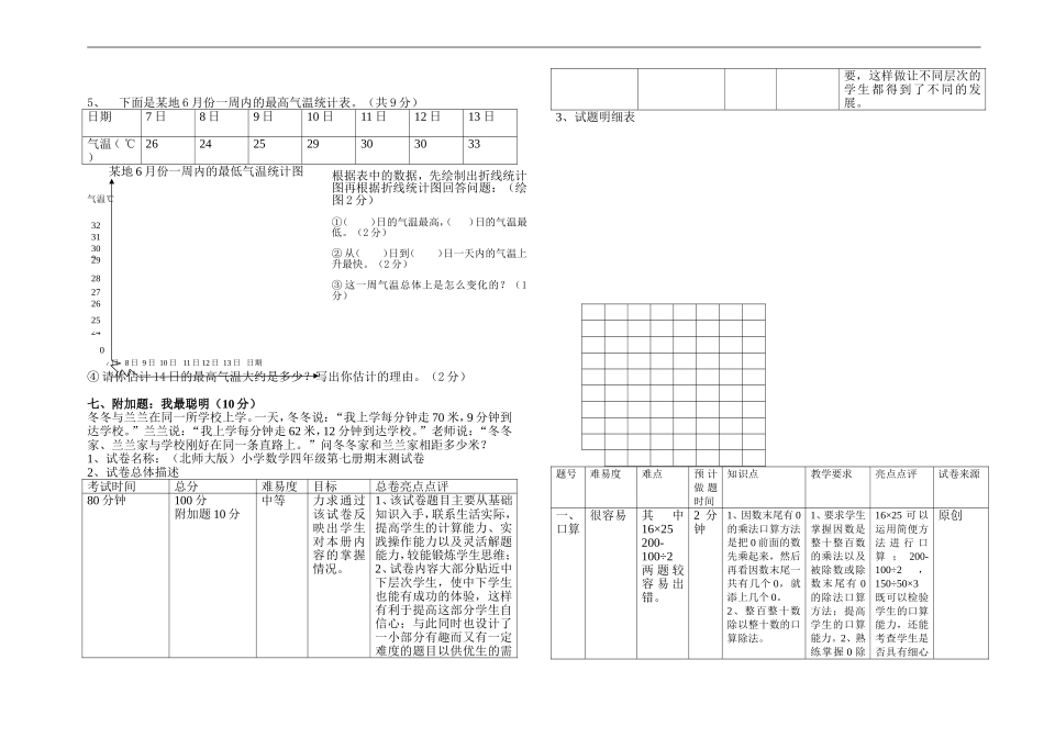 北师大版小学四年级上册数学期末测试题及答案5.doc_第2页