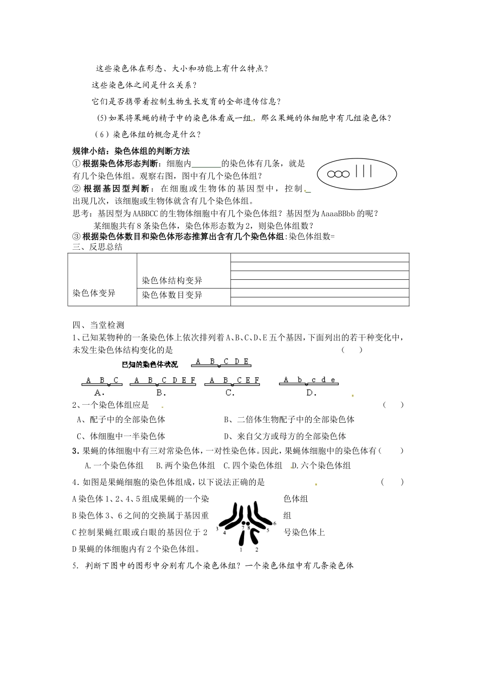 必修二第五章第2节《染色体变异》导学案（1）.doc_第3页