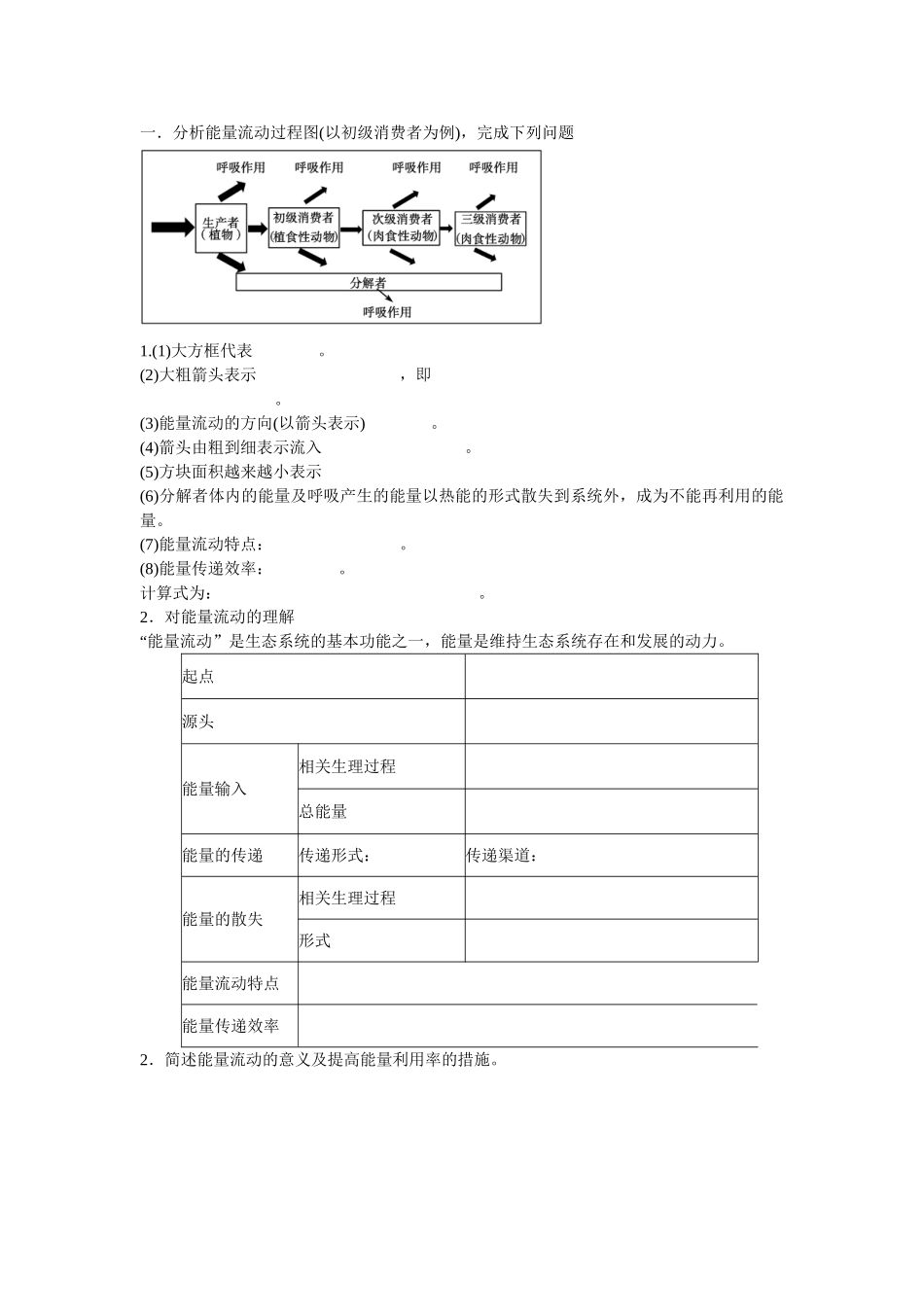 2013届高考生物一轮复习学案：第9单元 生态系统的能量流动.doc_第2页