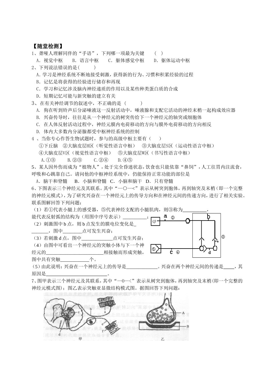 必修三第2章第1节通过神经系统的调节2.doc_第3页