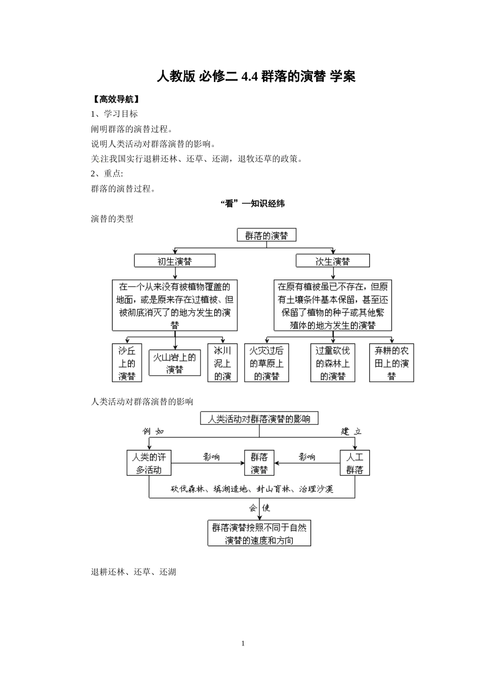 高中生物精品学案：4.4 群落的演替.doc_第1页
